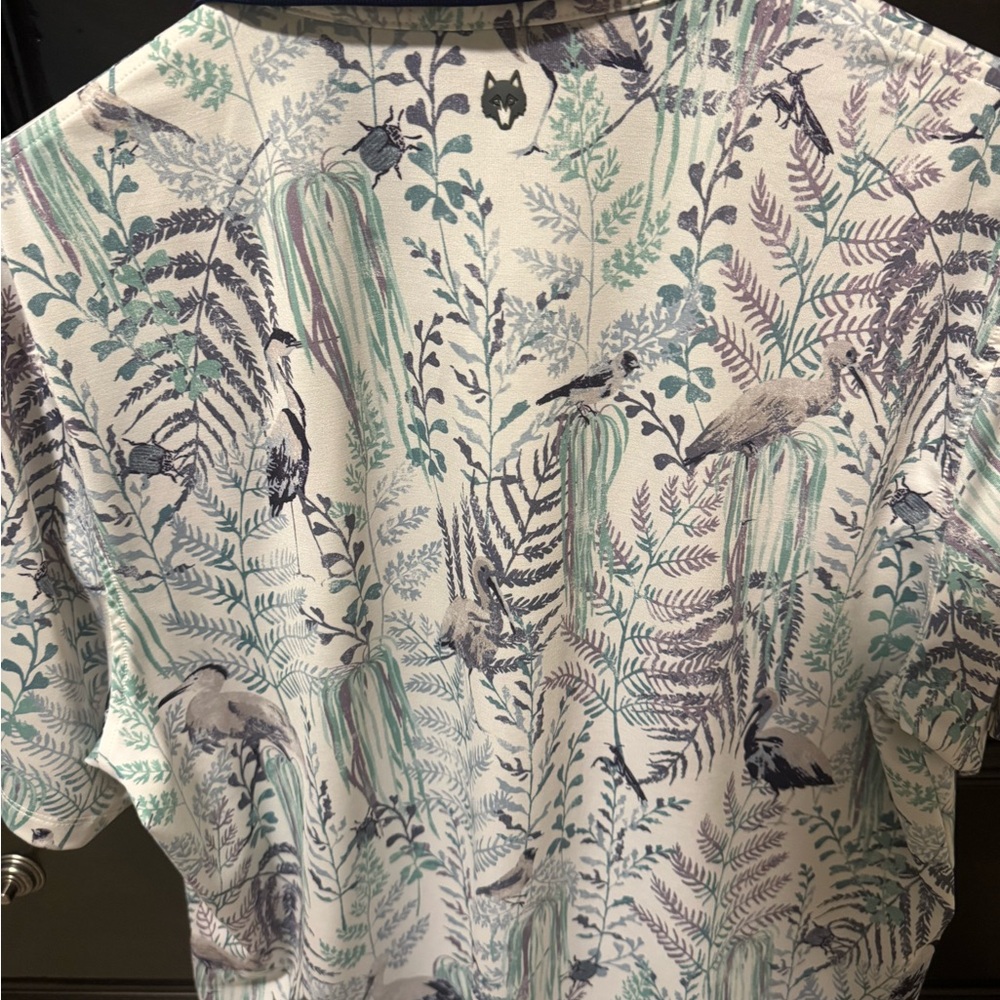 Greyson Cream and Green Botanical Polo Shirt - Picture 6 of 7